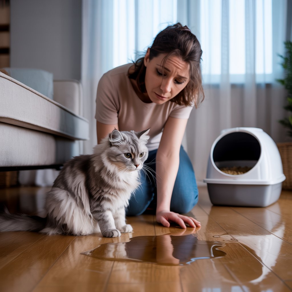 The owner is frustrated with her cat peeing outside the litter box.